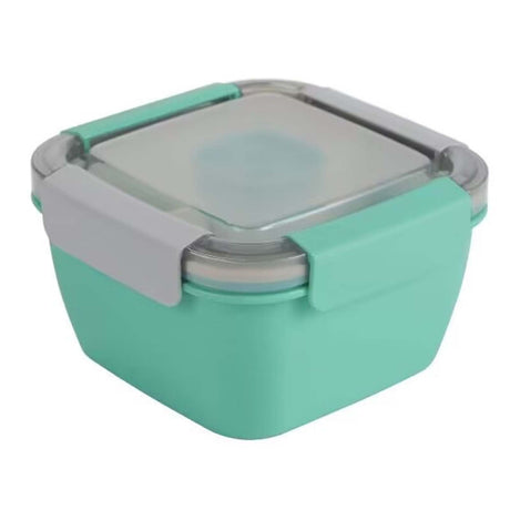 Food Storage, Light Meal Salad Box Japanese Style Double Layer Compartment Lunch Box, Kitchen Supplies , 1Pc Portable Box and Salad Bowl Combo Keep Your Food Fresh and Organized Green