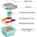 Food Storage, Light Meal Salad Box Japanese Style Double Layer Compartment Lunch Box, Kitchen Supplies , 1Pc Portable Box and Salad Bowl Combo Keep Your Food Fresh and Organized Green