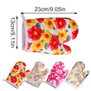 JWDX Oven Mitts Clearance, Oven Oven Heat Oven Glove Polyester Floral Printed Pot Holder Microwave Glove Thickened Microwave Bakeware B