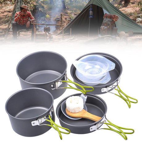 JWDX Cooking Utensils Clearance, Outdoor Camping Set Pot Cookware Picnic Pot Set Portable Alumina Heat Shielded Set Pot for 2 to 3 People As shown