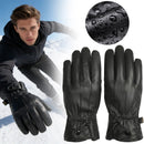 LGCASL Clearance! Mens Gloves，Gloves for Men，Mens Winter Gloves，Mens Leather Gloves Mens Winter Black Leather Gloves for Driving Dress Real Sheepskin Leather Warm Fleece Lined Gloves- 23*12cm Black