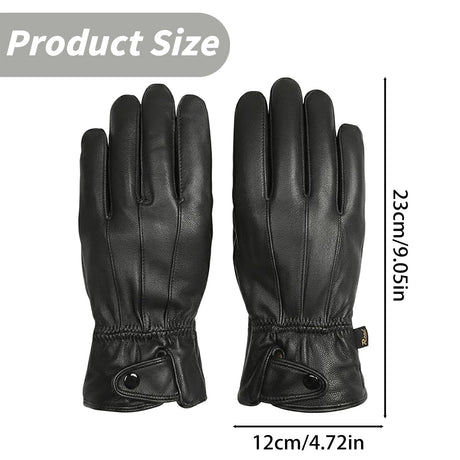 LGCASL Clearance! Mens Gloves，Gloves for Men，Mens Winter Gloves，Mens Leather Gloves Mens Winter Black Leather Gloves for Driving Dress Real Sheepskin Leather Warm Fleece Lined Gloves- 23*12cm Black