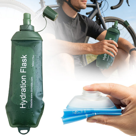 150ml Soft Flask,Light Tpu Foldable Soft Water Bottle Leak Proof Hydration Flask,Soft Water Bottle Running for Running Hiking Cycling Camping Portable Travel Sports Water Bag Easy to Carry L(500ml) Army Green