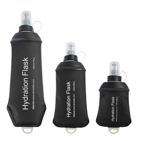 150ml Soft Flask,Light Tpu Foldable Soft Water Bottle Leak Proof Hydration Flask,Soft Water Bottle Running for Running Hiking Cycling Camping Portable Travel Sports Water Bag Easy to Carry L(500ml) Black