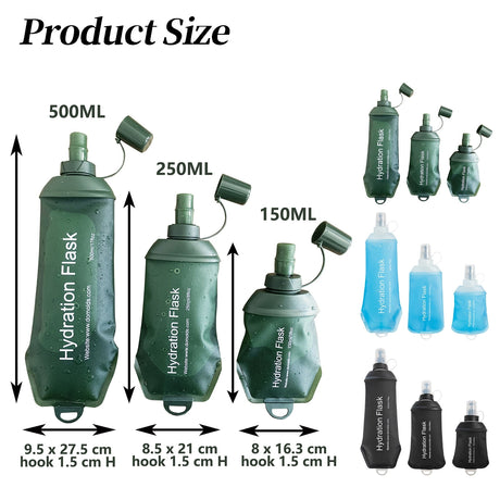 150ml Soft Flask,Light Tpu Foldable Soft Water Bottle Leak Proof Hydration Flask,Soft Water Bottle Running for Running Hiking Cycling Camping Portable Travel Sports Water Bag Easy to Carry S(150ml) Light Blue