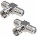 Cable Tv Connector F Tee Head One Two Female Inch Cable Is Connected To The Connector Silver