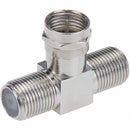 Cable Tv Connector F Tee Head One Two Female Inch Cable Is Connected To The Connector Silver