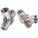 Cable Tv Connector F Tee Head One Two Female Inch Cable Is Connected To The Connector Silver