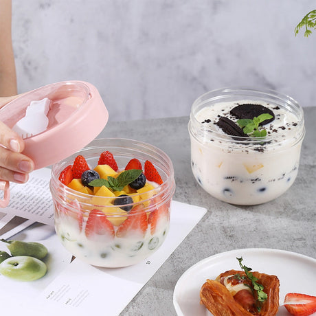JWDX Kitchen, Kitchen Tools Clearance, Overnight Oats Jars Cereal Milk Container Leak Proof Oatmeal Jars Yogurt Containers with Lids Oatmeal to Go Container Pink