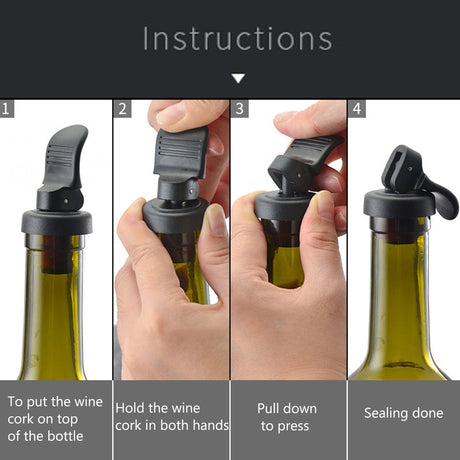 JWDX Wine Stopper Clearance! Red Wine Stopper Pumping Fresh Keeping Stopper Manually Press Down Wine Bottle Stopper Champagne Stopper Wine Vacuum Wine Stopper, Include 1X Wine Bottle Stopper Black