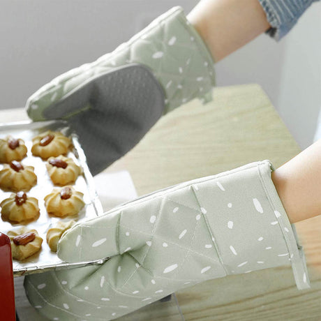 JWDX Oven Mitts Clearance! Premium Silicone Slip Oven Set Soft Flexible Oven Gloves Heat Kitchen Cooking Mitts Hands From Hot Surfaces Cookie Sheets Pair Set of 2, Include 1 Pair of Gloves Green