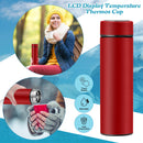 Clearance Back to School Supplies! JWDX Led Smart Touch Screen Temperature Measurement Thermos Cup Boutique Smart Display Series Inner 304 Material + Outer 201 Material 1Pc White Red