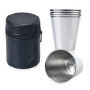 JWDX Wine Glass, 4 Small Wine Glasses with Sleeves, 4 Stainless Mug Tea Coffee Set Camping Steel Drinking Tumbler Cup of Glass and Bottle Z3-F