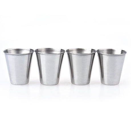 JWDX Wine Glass, 4 Small Wine Glasses with Sleeves, 4 Stainless Mug Tea Coffee Set Camping Steel Drinking Tumbler Cup of Glass and Bottle Z3-F