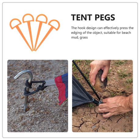 SWETRACE 4Pcs Ground Stakes in Orange Plastic for Tents and Outdoor Gear 3.5in