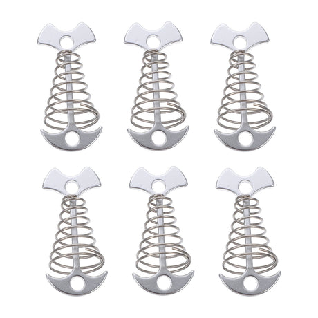 SWETRACE 6Pcs Stainless Steel Fishbone Tent Pegs for Outdoor Camping with Tent Rope Buckle 3.1x1.6x1.2in