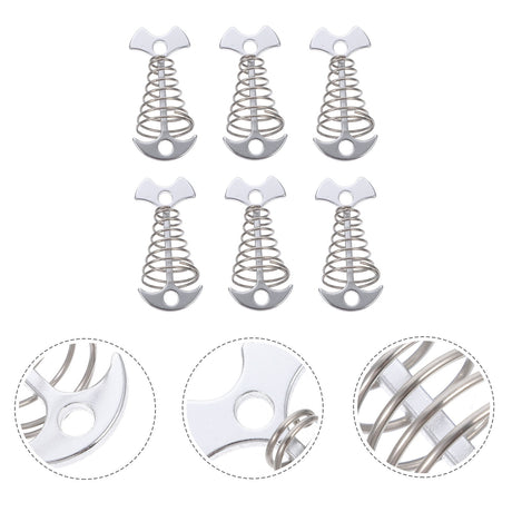 SWETRACE 6Pcs Stainless Steel Fishbone Tent Pegs for Outdoor Camping with Tent Rope Buckle 3.1x1.6x1.2in