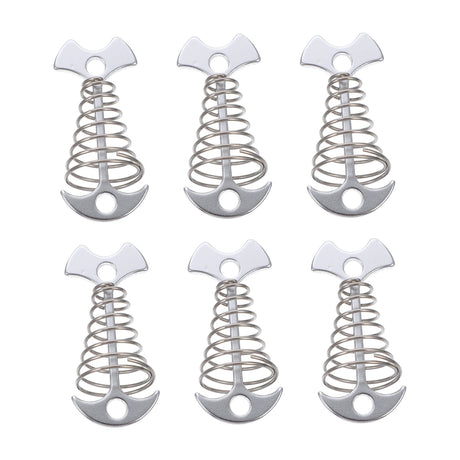 SWETRACE 6Pcs Stainless Steel Fishbone Tent Pegs for Outdoor Camping with Tent Rope Buckle 3.1x1.6x1.2in