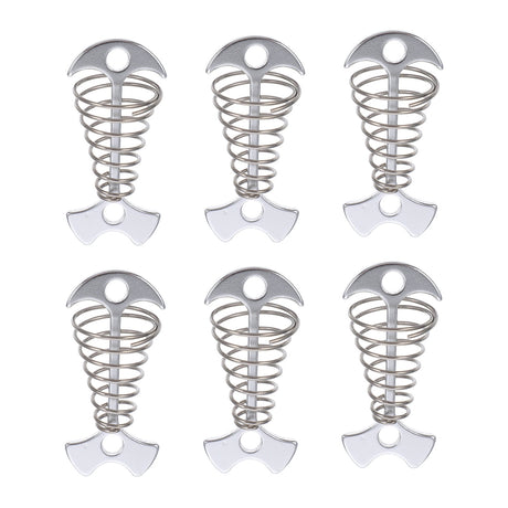 SWETRACE 6Pcs Stainless Steel Fishbone Tent Pegs for Outdoor Camping with Tent Rope Buckle 3.1x1.6x1.2in