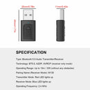 4 IN 1 5.0 Bluetooth Adapter USB Wireless Bluetooth Sender Receiver Music Audio for TV Portable 3.5mm AUX Adaptor