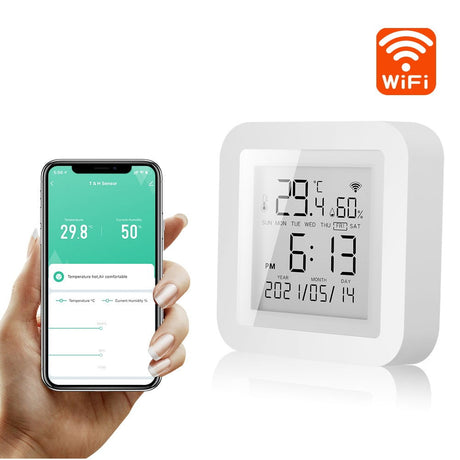 1Set Wifi Thermometer with Usb Cable for Tuya Smart Wifi Thermometer Hygrometer Indoor Room Digital Temperature Sensor