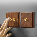 Toggle Light Rocker Switch 1/2 Way Retro Walnut Wood Plate Brass Lever 1 Gang Smile Home 3 Gang