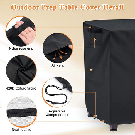 Waterproof Outdoor Prep Movable Dining Cart Pizza Oven Patio Grill Table Cover 104*61*81Cm Smile Home 140*61*81Cm