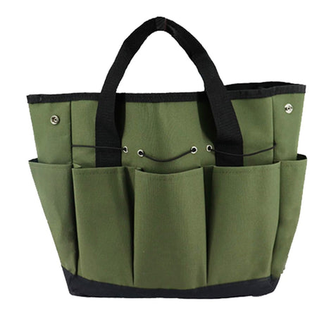 Garden Tool Bag With 9 Pockets Sturdy Oxford Cloth Gardening Tote Organizer For Home Yard Lawn 34W X 17D X 30H Cm Army Green Black Gray Green