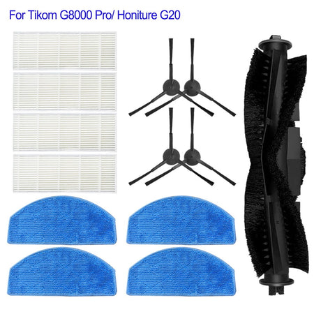 Main Roller Brush For Tikom G8000 Pro/Honiture G20 Vacuum Cleaner Accessories Roller Side Brush Filter Mop Cloths Sweeper Part E