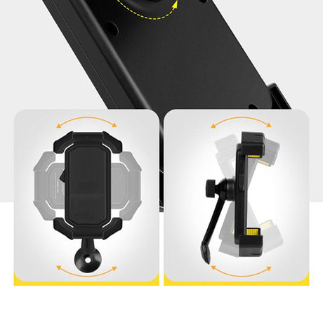 Adjustable Motorcycle Phone Holder With Silicone Protection For Secure Locking Black