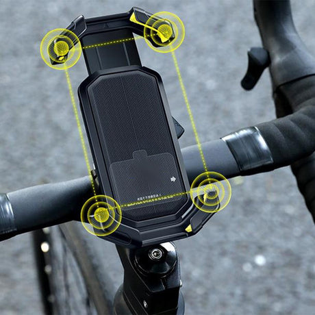 Adjustable Motorcycle Phone Holder With Silicone Protection For Secure Locking Black