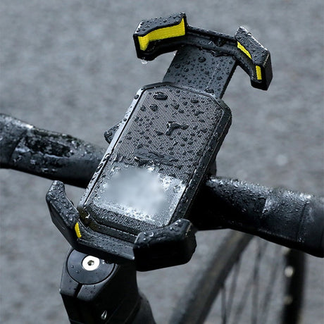 Adjustable Motorcycle Phone Holder With Silicone Protection For Secure Locking Yellow