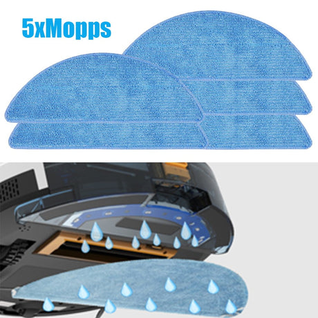 5Pcs Mop Cloth Mopping Cloths For Tesvor M1 S6 S4 Vacuum Cleaner Washable Replacement Mops Pad Sweeping Parts Sweeper Cleaning As Shown