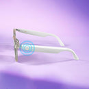 Smart Glasses with Wireless Earbuds, Lightweight Glasses With Blue Light Protection Wireless Bluetooth 5.3 Headset Function Built-in Music And Speakers Support For And Voice White
