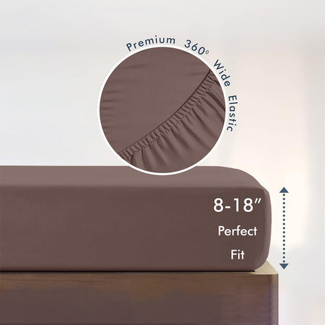 King Size Fitted Sheet, 100% Egyptian Cotton, Deep Pocket Premium Cotton Mattress Sheet,Double Bed Fitted Sheet Piece Non-Slip Fixed Bed Cover All-Inclusive Mattress Protection Bed Cover Beige