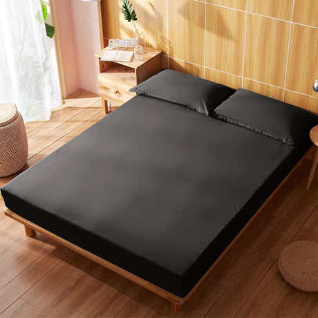 King Size Fitted Sheet, 100% Egyptian Cotton, Deep Pocket Premium Cotton Mattress Sheet,Double Bed Fitted Sheet Piece Non-Slip Fixed Bed Cover All-Inclusive Mattress Protection Bed Cover Black