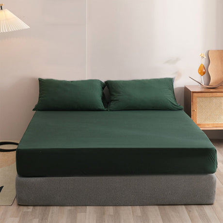 King Size Fitted Sheet, 100% Egyptian Cotton, Deep Pocket Premium Cotton Mattress Sheet,Double Bed Fitted Sheet Piece Non-Slip Fixed Bed Cover All-Inclusive Mattress Protection Bed Cover Green
