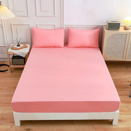 King Size Fitted Sheet, 100% Egyptian Cotton, Deep Pocket Premium Cotton Mattress Sheet,Double Bed Fitted Sheet Piece Non-Slip Fixed Bed Cover All-Inclusive Mattress Protection Bed Cover Pink