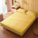 King Size Fitted Sheet, 100% Egyptian Cotton, Deep Pocket Premium Cotton Mattress Sheet,Double Bed Fitted Sheet Piece Non-Slip Fixed Bed Cover All-Inclusive Mattress Protection Bed Cover Yellow