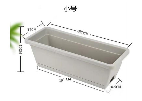 14 Inch Black Plastic Rectangular Window Planter Box, Window Vegetable Planter Box with Trays, 2025 New Vuyungers Rectangular Flower Pots for Windowsill, Garden, Balcony, Patio Black