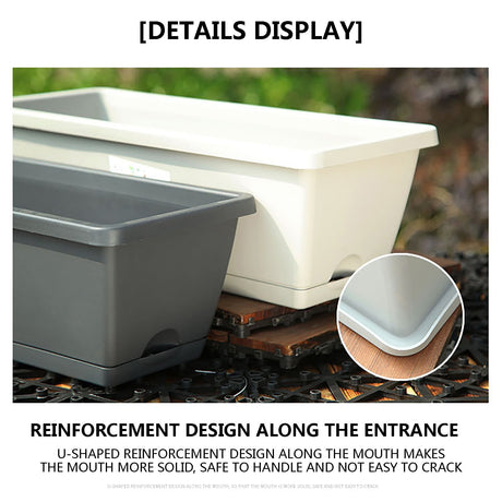 14 Inch Black Plastic Rectangular Window Planter Box, Window Vegetable Planter Box with Trays, 2025 New Vuyungers Rectangular Flower Pots for Windowsill, Garden, Balcony, Patio Black
