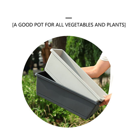 14 Inch Black Plastic Rectangular Window Planter Box, Window Vegetable Planter Box with Trays, 2025 New Vuyungers Rectangular Flower Pots for Windowsill, Garden, Balcony, Patio Black