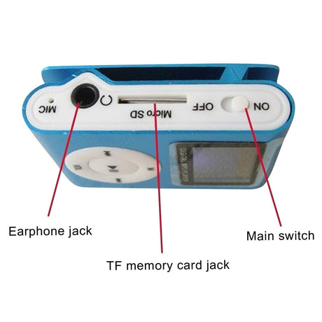 Portable MP3 Player with Clip - Mini USB LCD Screen MP3 Player, Support MP1, MP2, MP3 Music Formats, Built-in Rechargeable Battery,Includes Headphones, for Sports and Outdoor Activities Blue