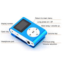 Portable MP3 Player with Clip - Mini USB LCD Screen MP3 Player, Support MP1, MP2, MP3 Music Formats, Built-in Rechargeable Battery,Includes Headphones, for Sports and Outdoor Activities Blue