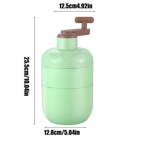Manual Ice Crusher - Hand-Cranked Shaving Machine for Household & Commercial Use - Stainless Steel Blades, 10.04x5.04x5.04in - White, Green, Silver - for Summer Drinks & Slushies, Includes Ice Box Green
