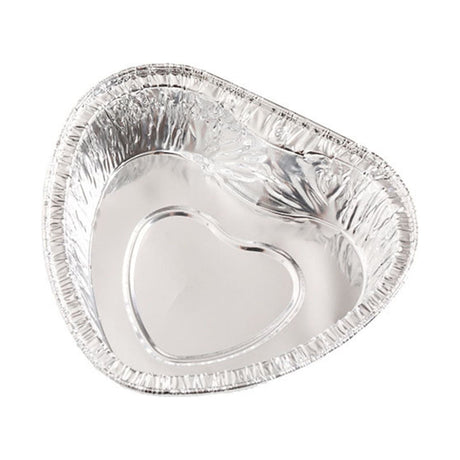 20-Pack Heart-Shaped Aluminum Foil Pans - Disposable Baking Cups for Egg Cooking, Air Fryer Use, Perfect for Parties and Catering C