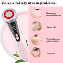 Face Massager Electric Face Lifting 4 in 1 Facial Massager Anti Aging Skin Tightening Firming Skin Care Tools,USB Rechargeable Red Blue Light Thermal Massage Beauty Device 400mah 3.7V/0.6A