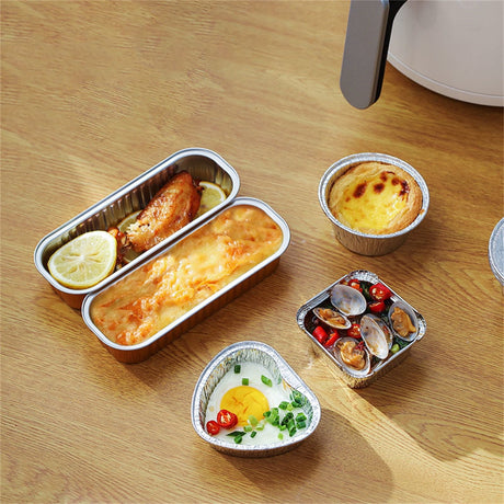 Aluminum Foil Pans 20pcs Disposable Baking Containers Heart Shape for Air Fryer Cupcake Muffins Oven Safe Non-Stick Small Round Foil Trays No Lids A