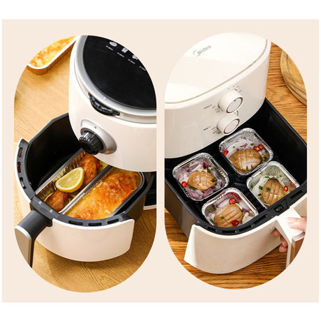 Aluminum Foil Pans 20pcs Disposable Baking Containers Heart Shape for Air Fryer Cupcake Muffins Oven Safe Non-Stick Small Round Foil Trays No Lids C