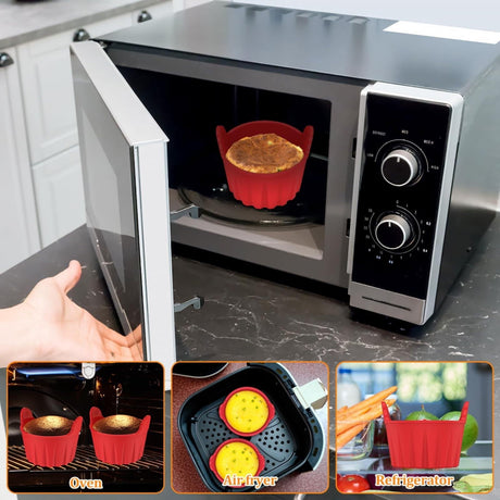 Air Fryer Baking Cups, Suitable for Microwave and Oven, Silicone Baking Ramekins for Muffins, Puddings, Eggs and Cupcakes, Silicone Muffin Cups for Air Fryer (Black/1 Pcs) 2.36x2.95 2.36